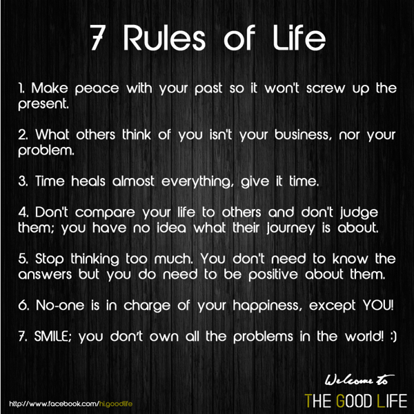 WW - Motivational quote, The Good Life, 7 Rules of Life